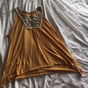 Yellow high neck tank top